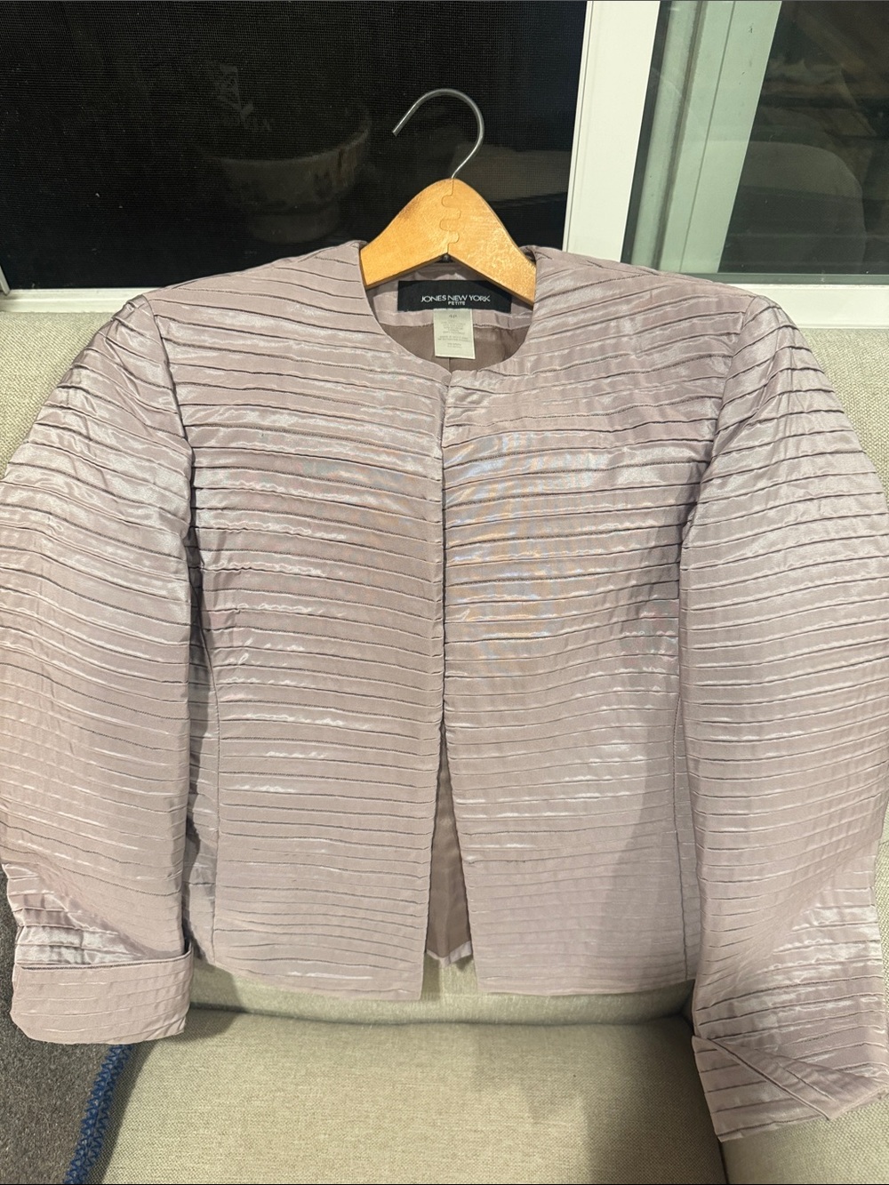Jones New York Dusty Mauve Ribbed Open-Front Jacket